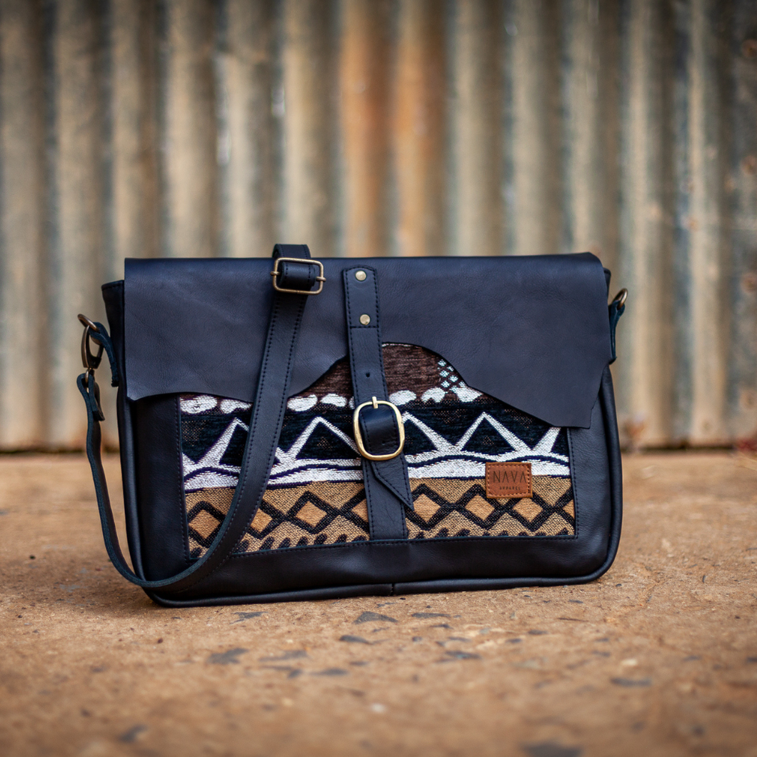 Laptop Sling Bag - ‘Khoisan’ Black Leather