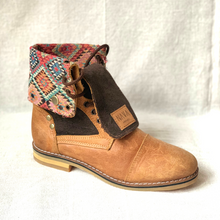 Load image into Gallery viewer, Ladies Warrior Boots - &#39;Xhosa&#39; Pattern / Toffee Leather
