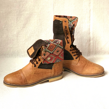 Load image into Gallery viewer, Ladies Warrior Boots - &#39;Xhosa&#39; Pattern / Toffee Leather
