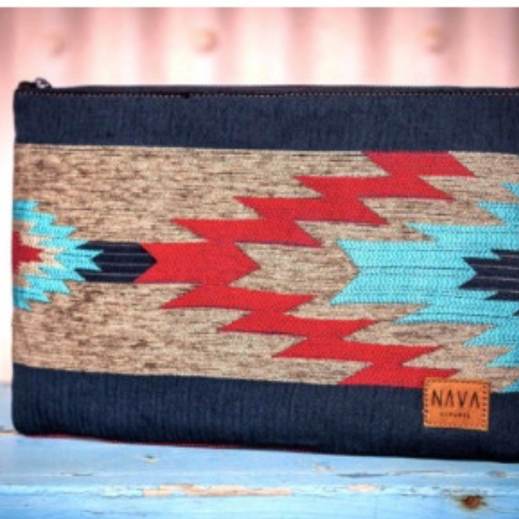 Laptop Case - 'Ndebele' Pattern / Brown Leather